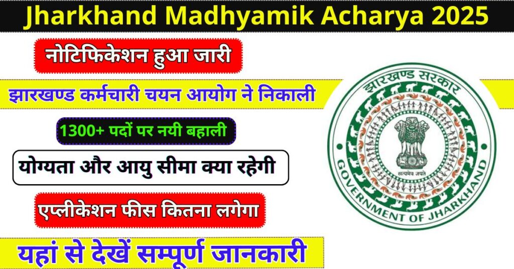 Jharkhand JSSC Madhyamik Acharya 2025