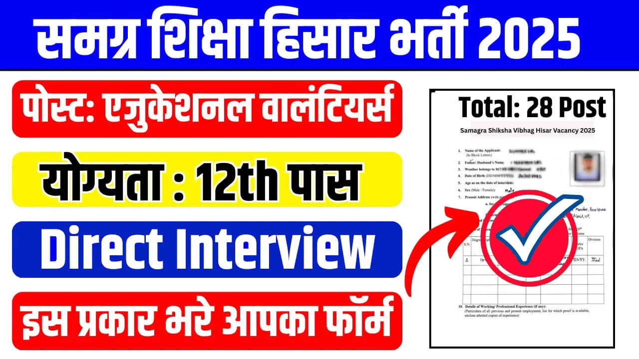 Samagra Shiksha Vibhag Vacancy 2025